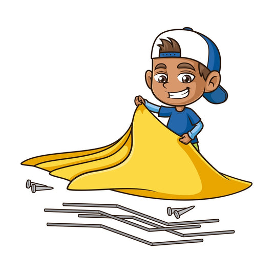 Hispanic boy setting up camping tent. PNG - JPG and vector EPS (infinitely scalable).