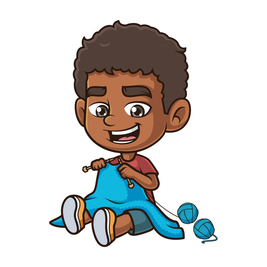 Black boy knitting. PNG - JPG and vector EPS (infinitely scalable).