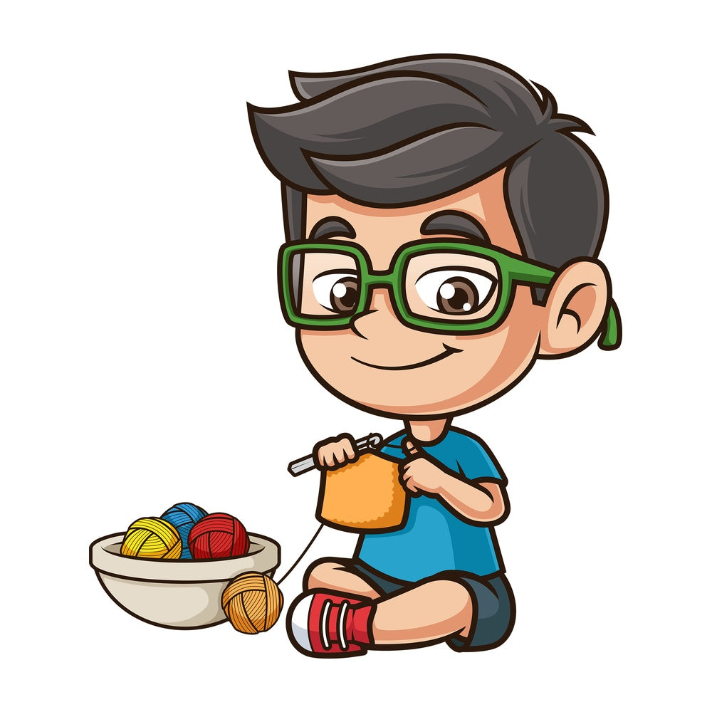 Kid crocheting. PNG - JPG and vector EPS (infinitely scalable).