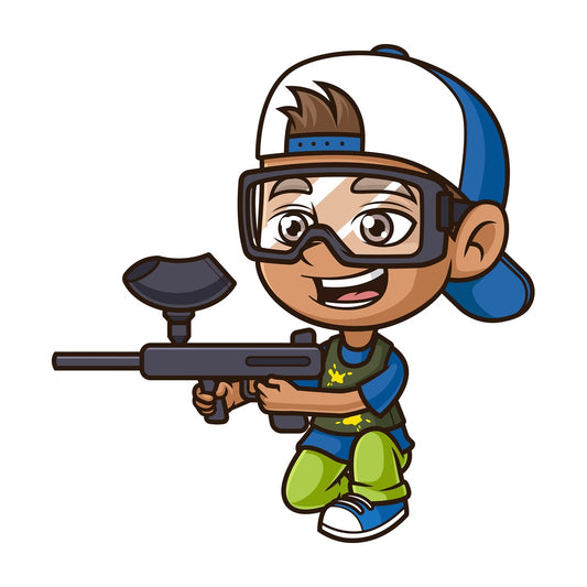 Hispanic boy playing paintball. PNG - JPG and vector EPS (infinitely scalable).