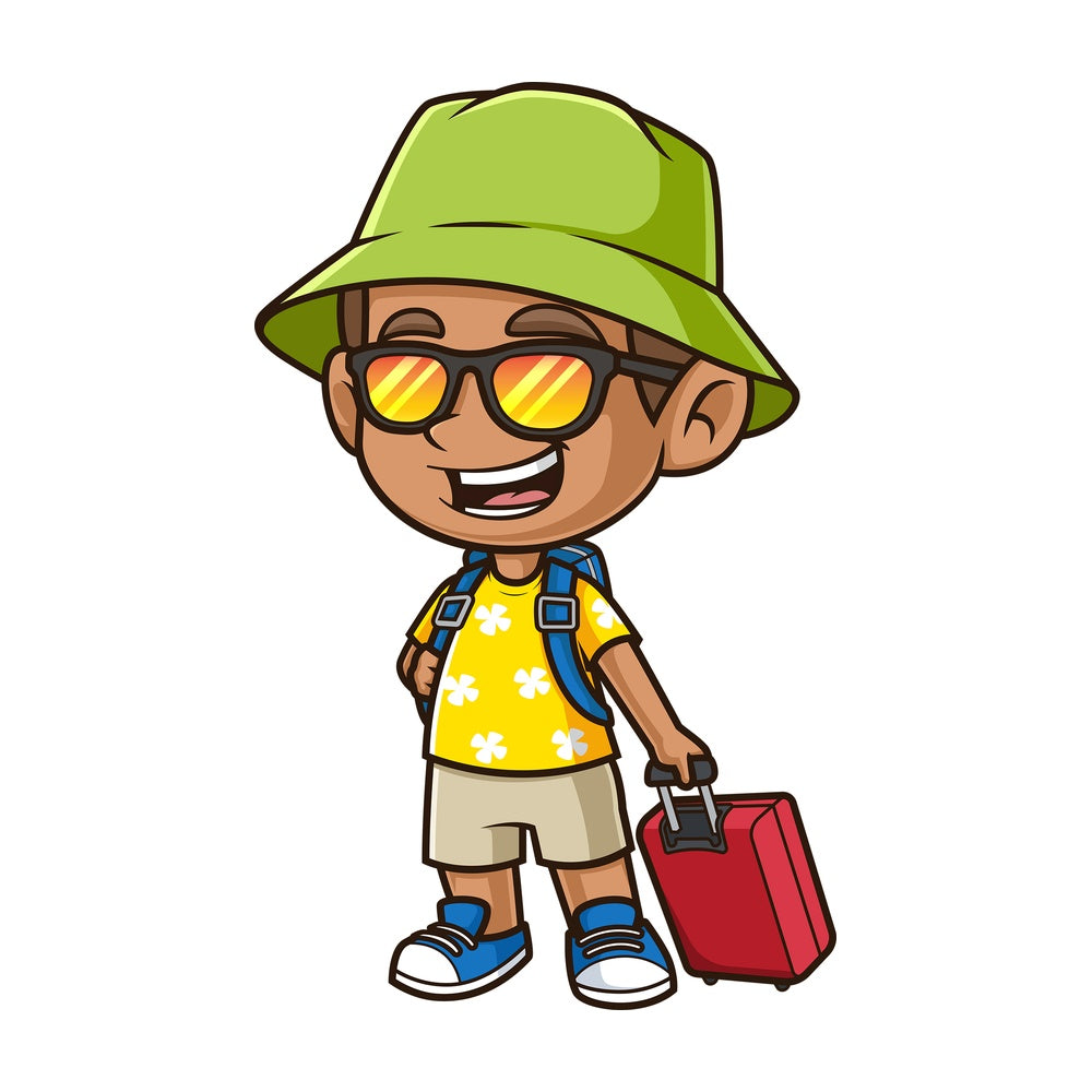 Hispanic boy traveling. PNG - JPG and vector EPS (infinitely scalable).