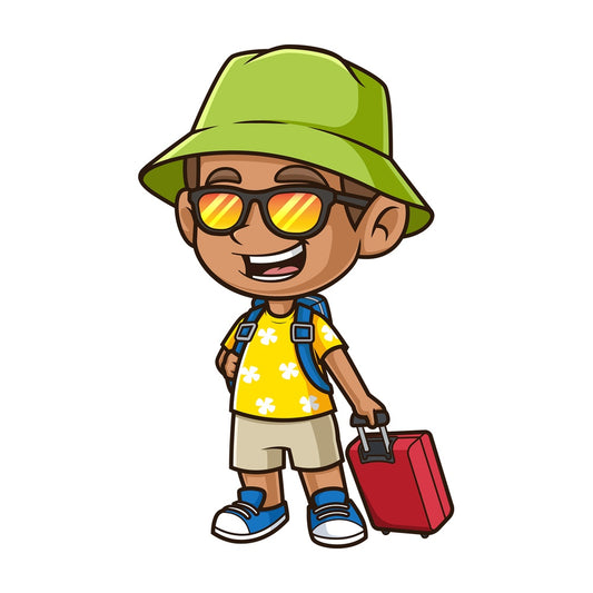 Hispanic boy traveling. PNG - JPG and vector EPS (infinitely scalable).