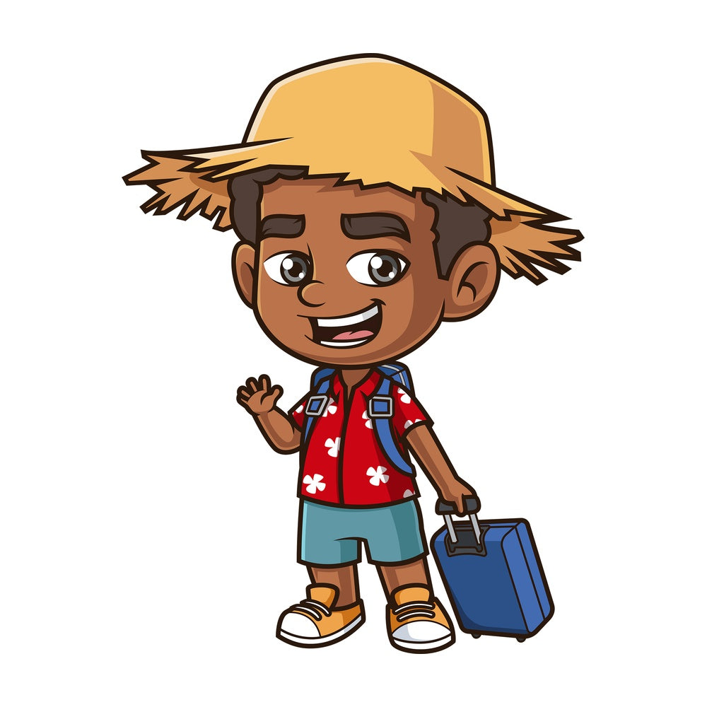 Black boy traveling. PNG - JPG and vector EPS (infinitely scalable).