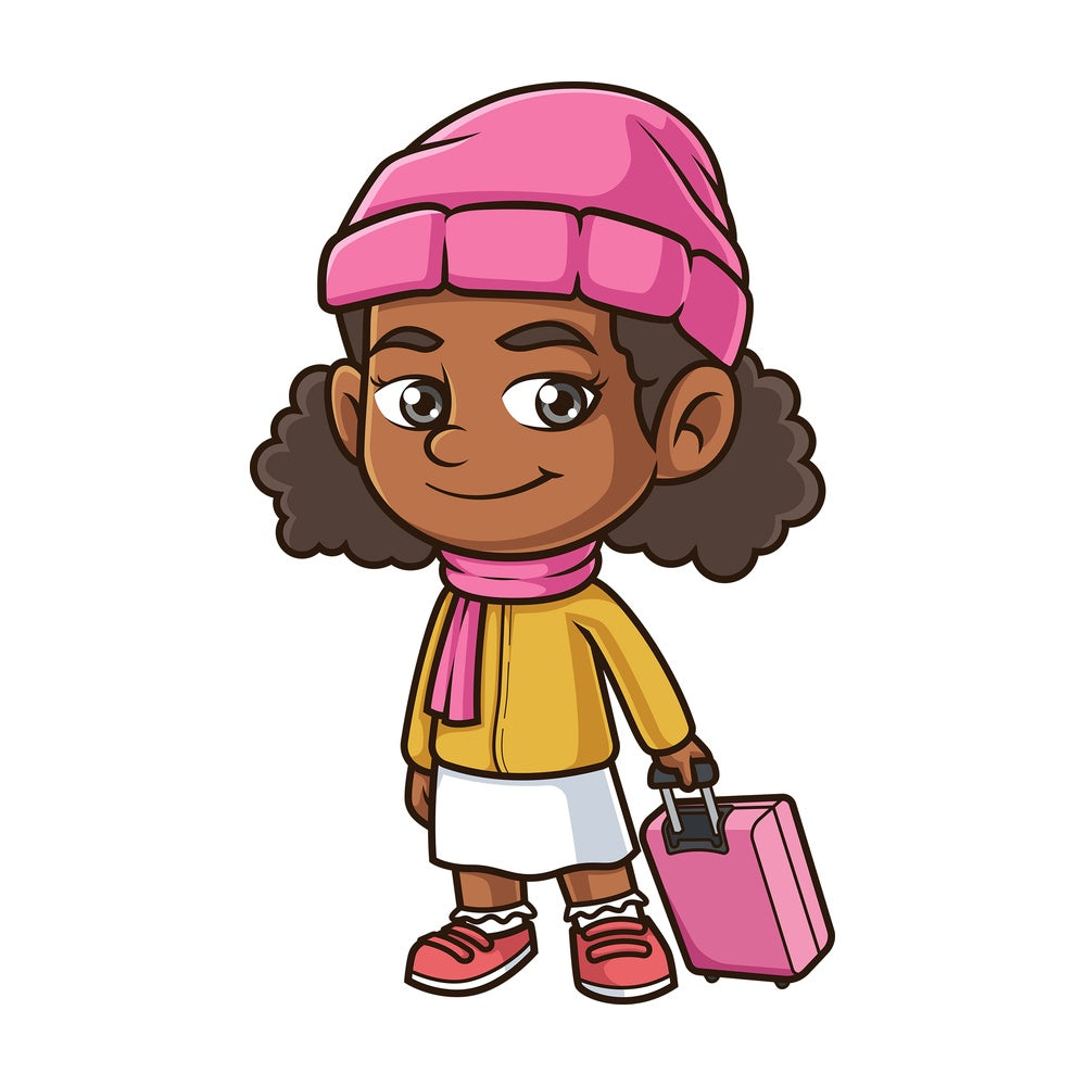 Black girl traveling. PNG - JPG and vector EPS (infinitely scalable).