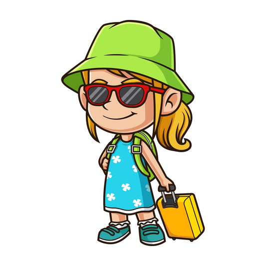 Caucasian girl traveling. PNG - JPG and vector EPS (infinitely scalable).