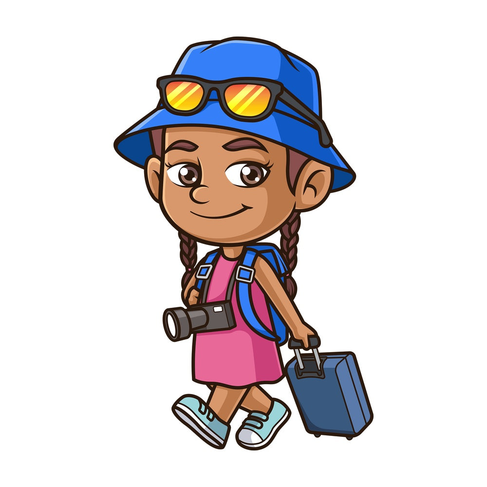 Hispanic girl traveling. PNG - JPG and vector EPS (infinitely scalable).
