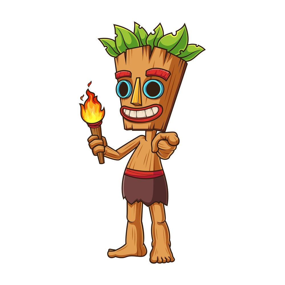 Tiki character holding torch. PNG - JPG and vector EPS (infinitely scalable).
