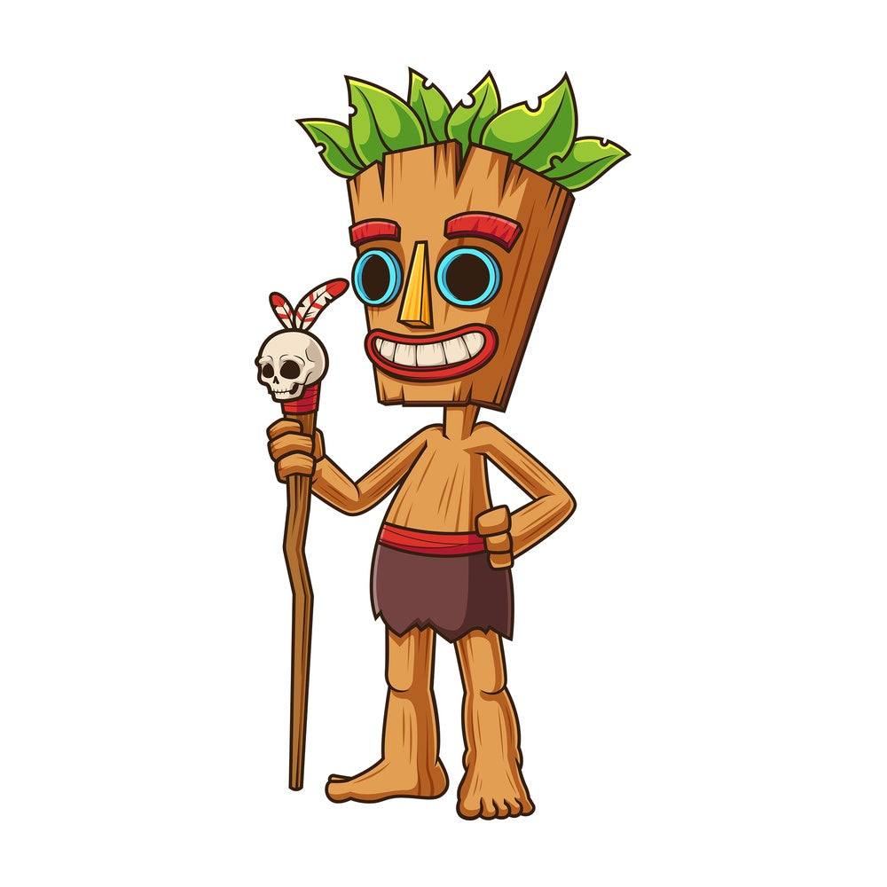 Tiki character holding sceptre. PNG - JPG and vector EPS (infinitely scalable).