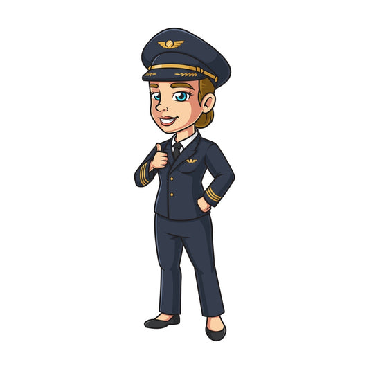 Female airline pilot thumbs up. PNG - JPG and vector EPS (infinitely scalable).