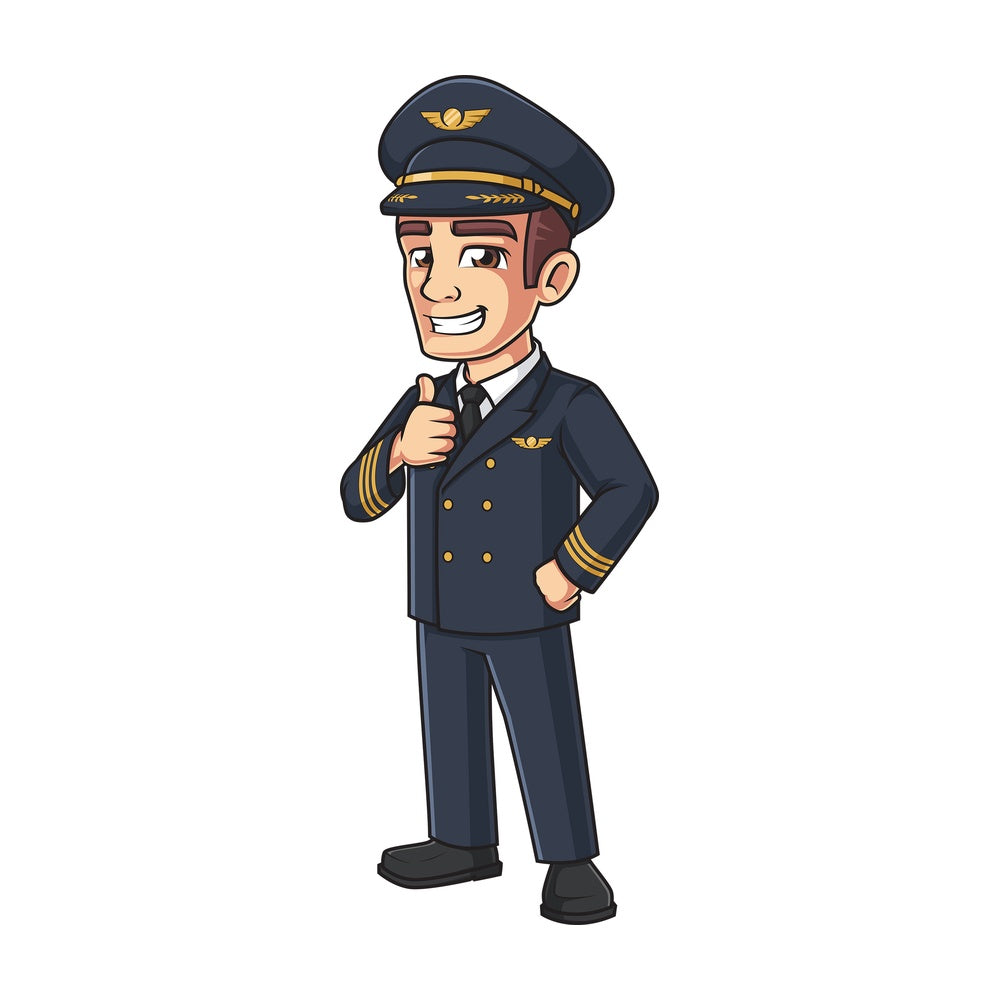 Male airline pilot thumbs up. PNG - JPG and vector EPS (infinitely scalable).
