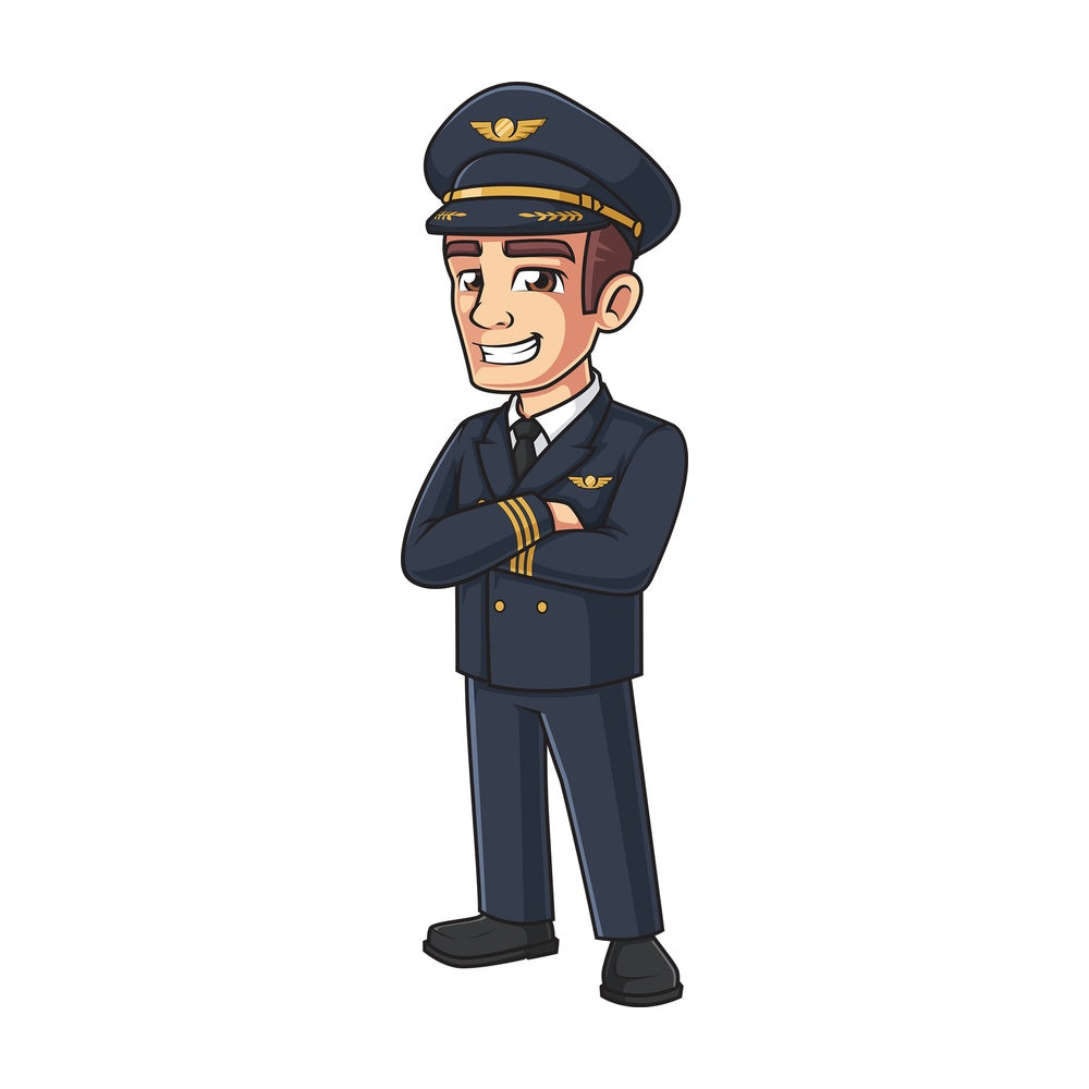 Confident male airline pilot. PNG - JPG and vector EPS (infinitely scalable).