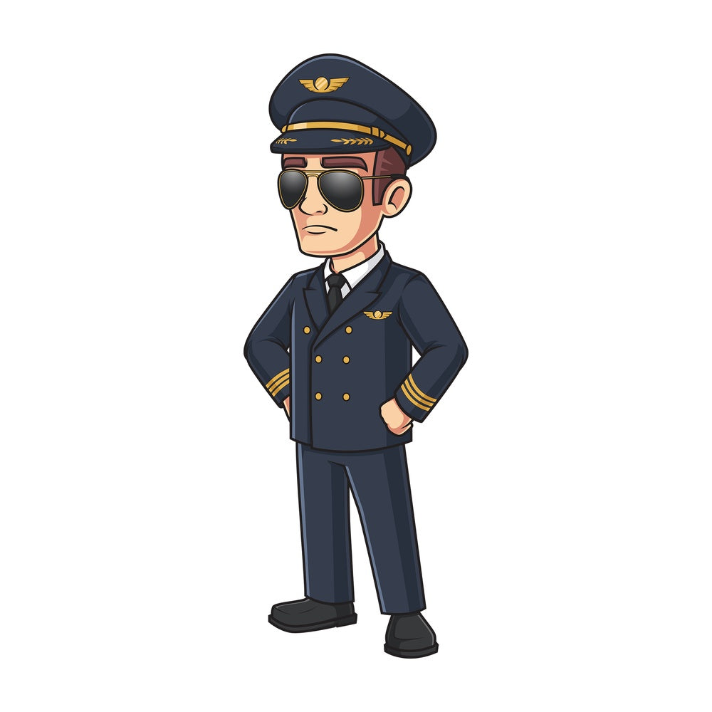 Cartoon airline pilot. PNG - JPG and vector EPS (infinitely scalable).