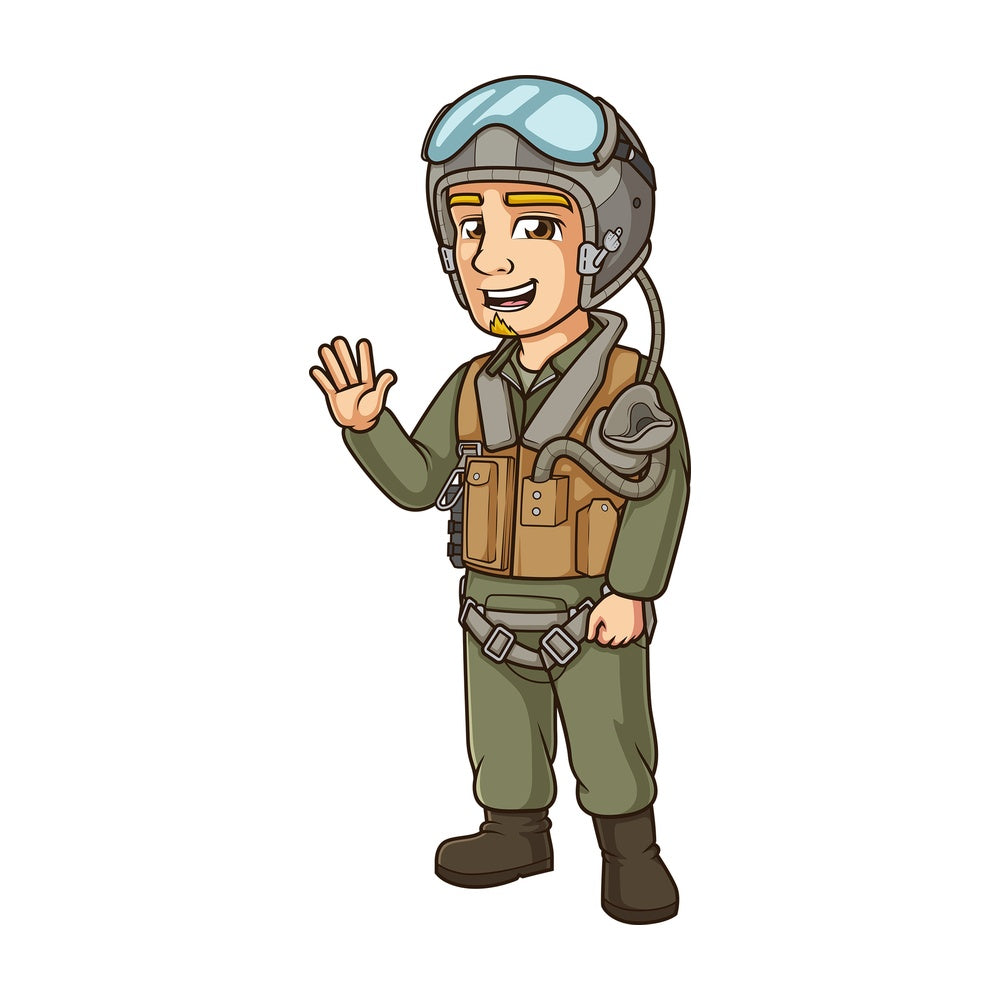 Jet fighter pilot waving. PNG - JPG and vector EPS (infinitely scalable).