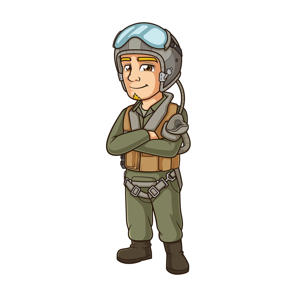 Confident jet fighter pilot. PNG - JPG and vector EPS (infinitely scalable).