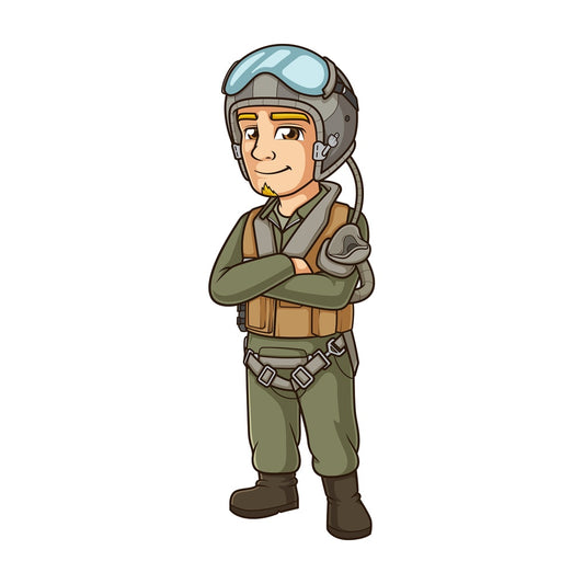 Confident jet fighter pilot. PNG - JPG and vector EPS (infinitely scalable).