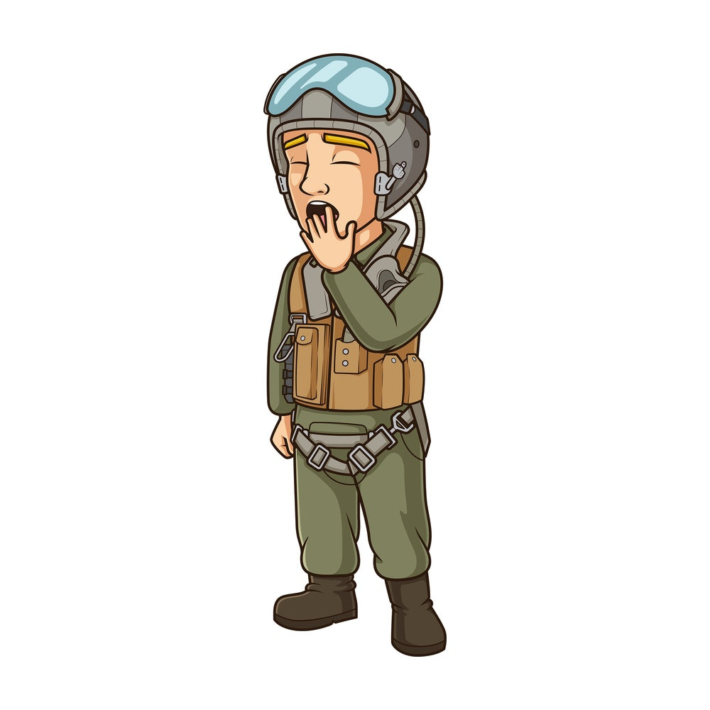 Tired jet fighter pilot. PNG - JPG and vector EPS (infinitely scalable).