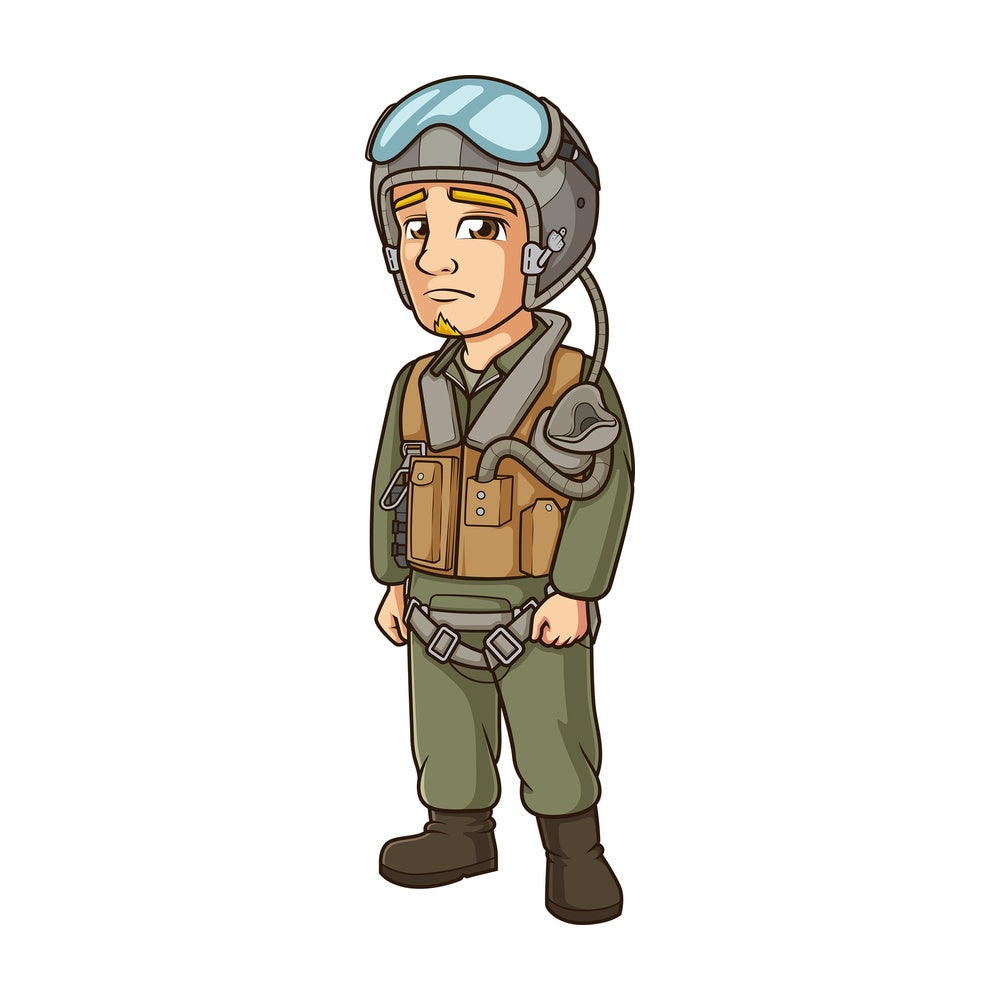 Sad jet fighter pilot. PNG - JPG and vector EPS (infinitely scalable).