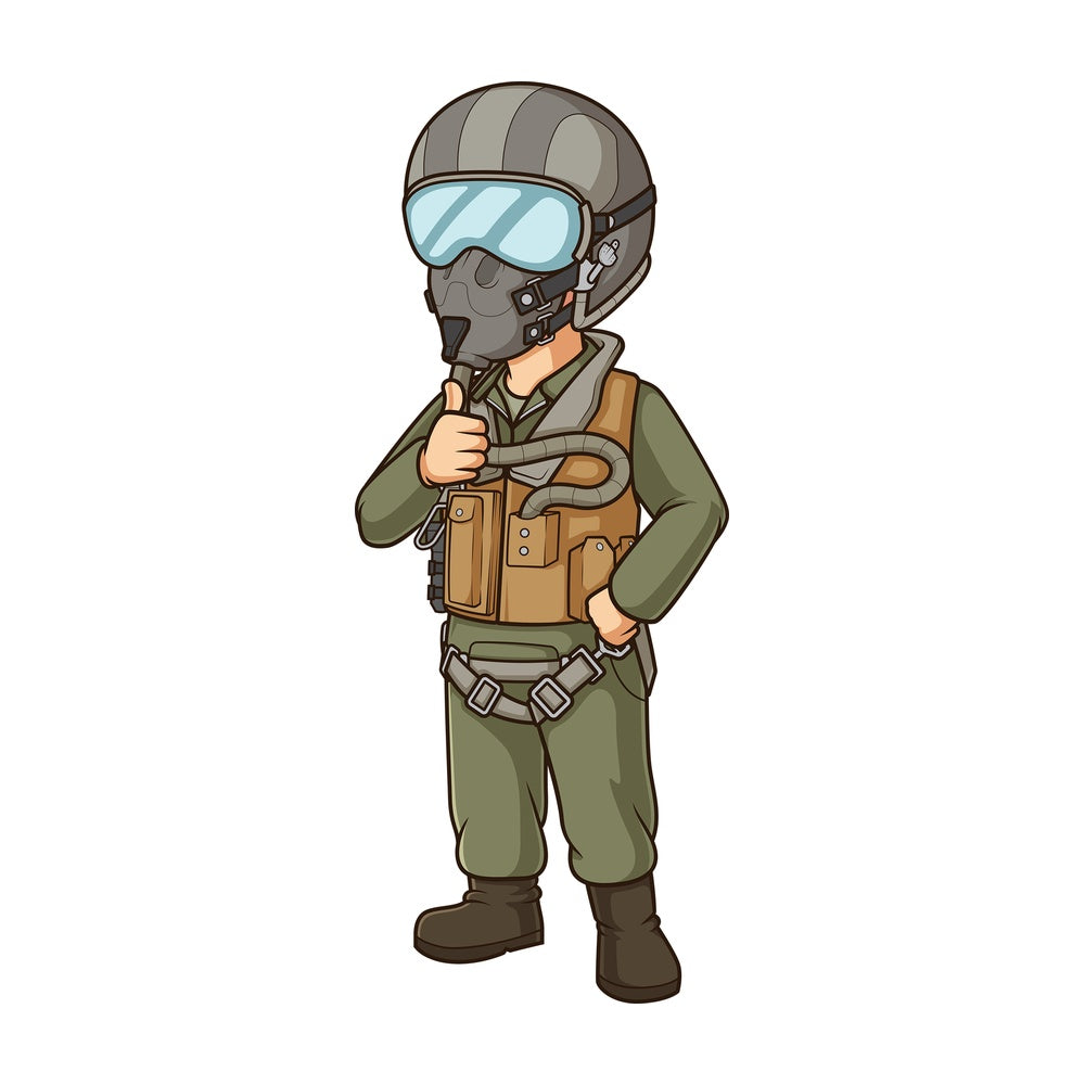 Fighter pilot with helmet thumbs up. PNG - JPG and vector EPS (infinitely scalable).