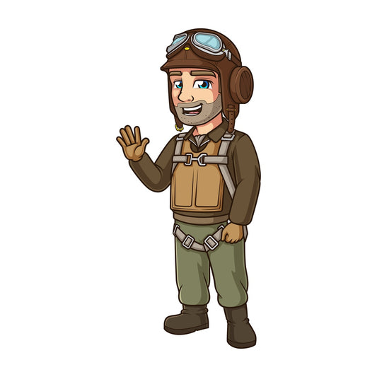 WW 2 pilot waving. PNG - JPG and vector EPS (infinitely scalable).