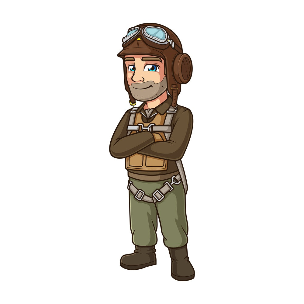 Confident ww2 pilot. PNG - JPG and vector EPS (infinitely scalable).
