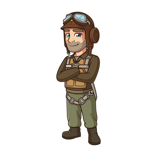 Confident ww2 pilot. PNG - JPG and vector EPS (infinitely scalable).