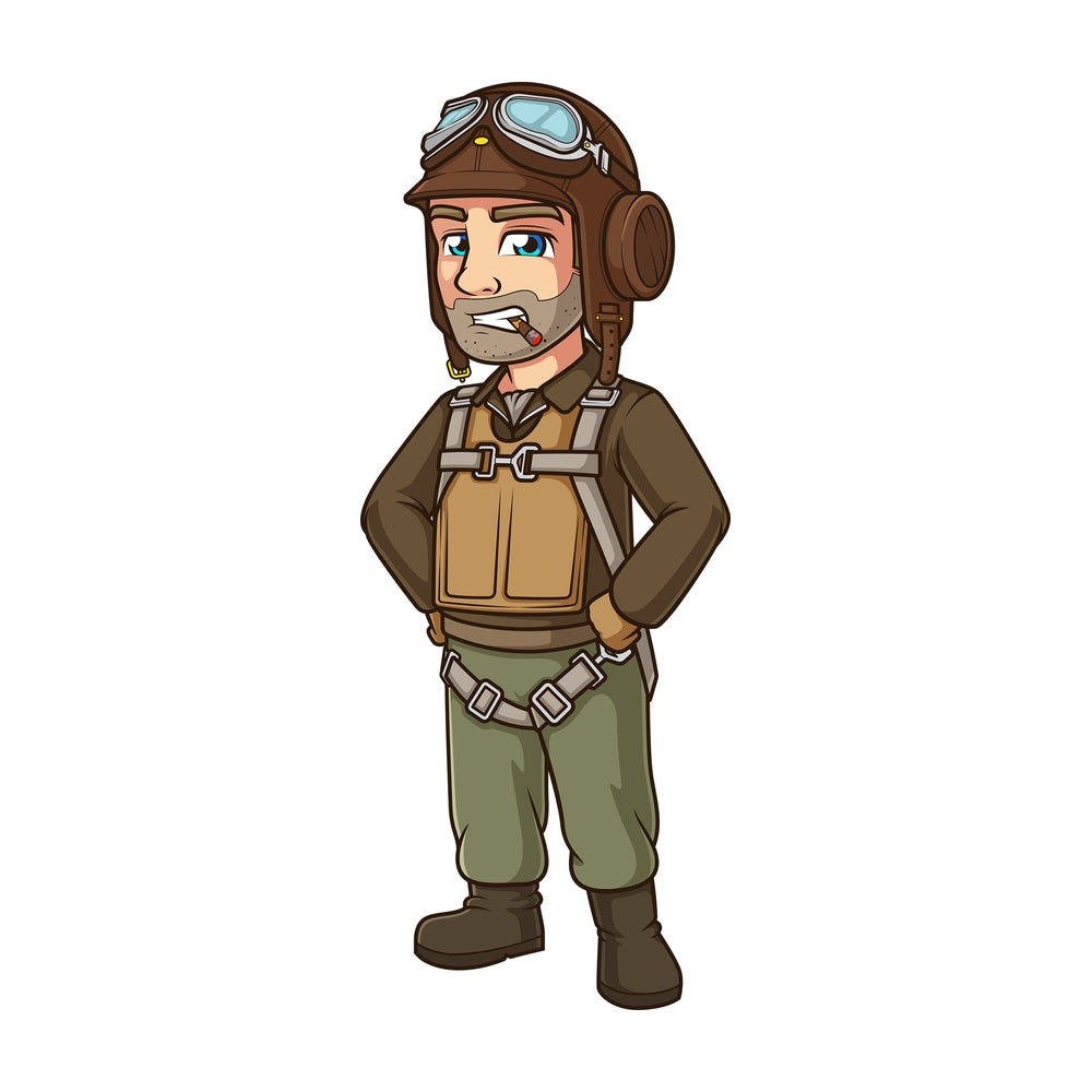 Cartoon world war 2 pilot. PNG - JPG and vector EPS (infinitely scalable).