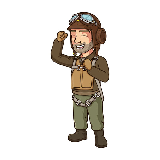 Happy vintage pilot. PNG - JPG and vector EPS (infinitely scalable).