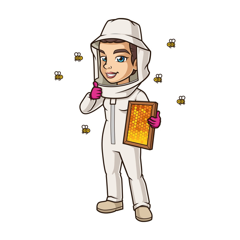 Female beekeeper thumbs up. PNG - JPG and vector EPS (infinitely scalable).