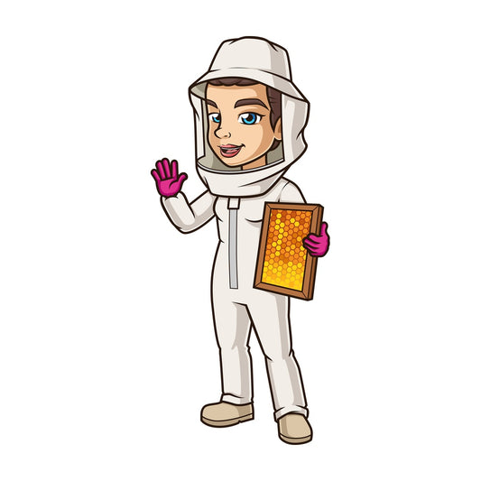 Woman beekeeper waving. PNG - JPG and vector EPS (infinitely scalable).
