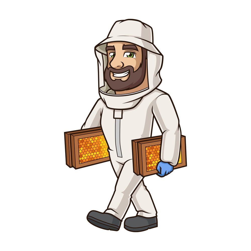 Beekeeper carrying honeycombs. PNG - JPG and vector EPS (infinitely scalable).