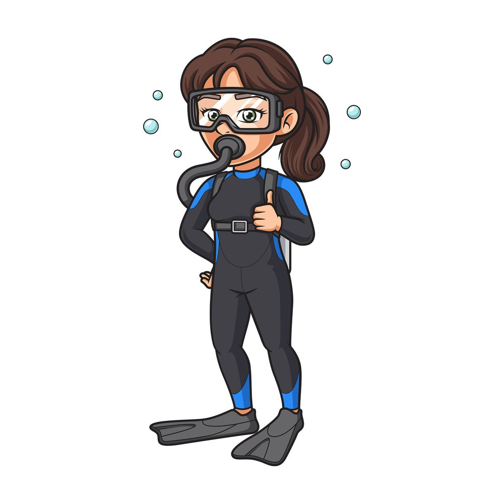 Woman scuba diver. PNG - JPG and vector EPS (infinitely scalable).