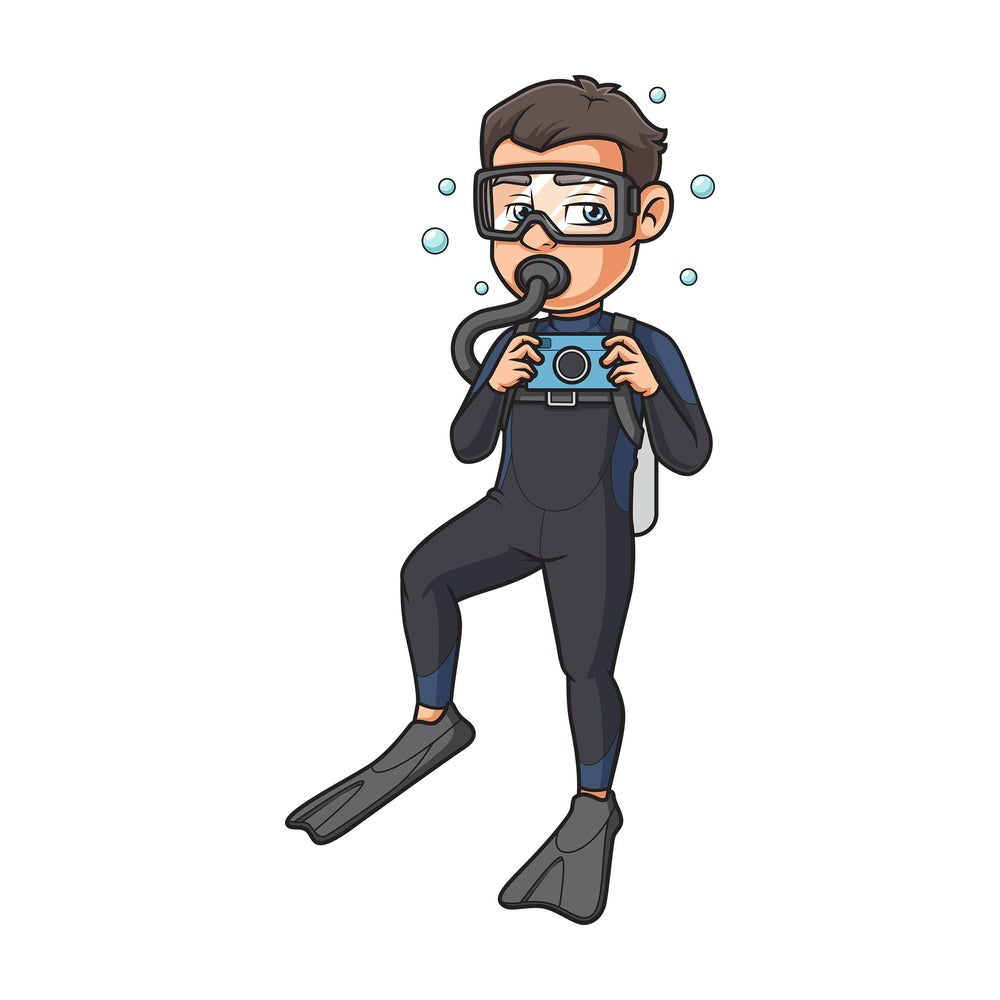 Scuba diver underwater photo. PNG - JPG and vector EPS (infinitely scalable).