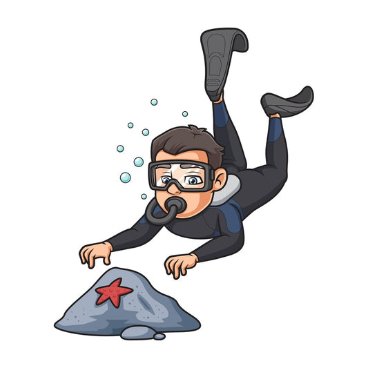 Scuba diver at seabed. PNG - JPG and vector EPS (infinitely scalable).