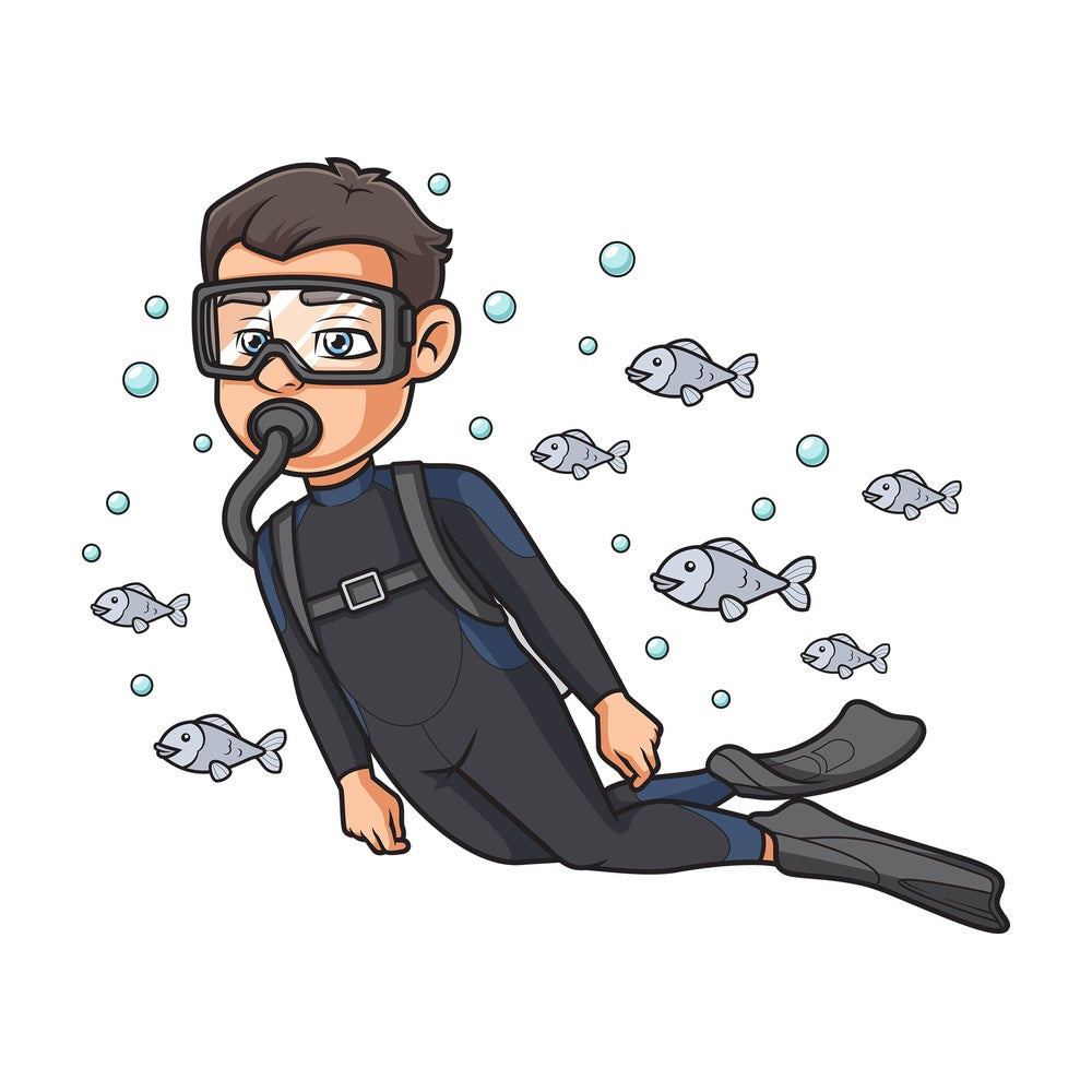 Scuba diver swimming. PNG - JPG and vector EPS (infinitely scalable).