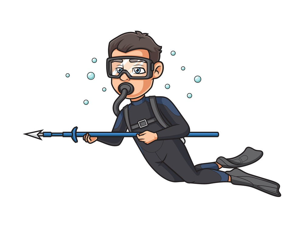 Scuba diver with polespear. PNG - JPG and vector EPS (infinitely scalable).