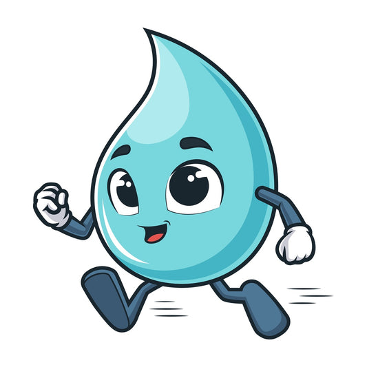 Cartoon blue drop running. PNG - JPG and vector EPS (infinitely scalable).