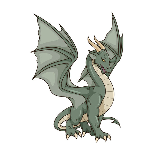 Cartoon fierce green dragon. PNG - JPG and vector EPS file formats (infinitely scalable). Image isolated on transparent background.