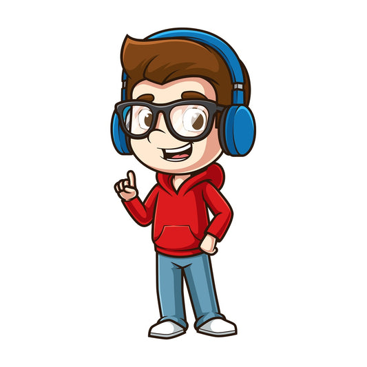 Cartoon boy with headphones. PNG - JPG and vector EPS file formats (infinitely scalable). Image isolated on transparent background.