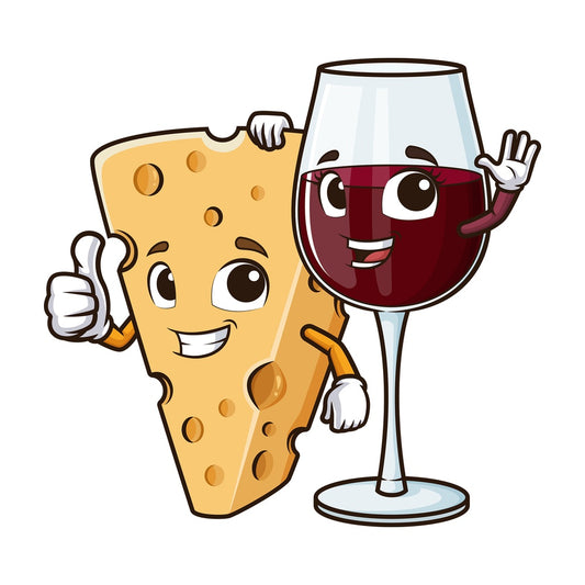 Cartoon cheese and wine together. PNG - JPG and vector EPS file formats (infinitely scalable). Image isolated on transparent background.