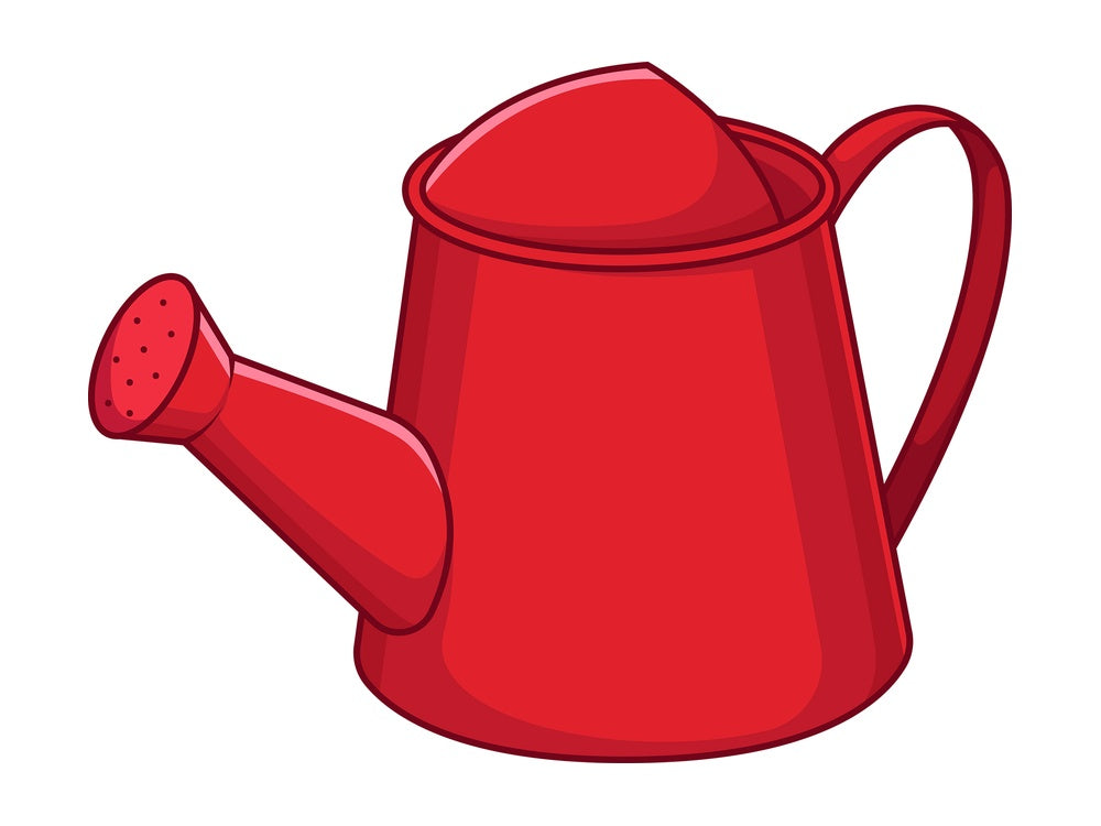 Cartoon red watering can. PNG - JPG and vector EPS file formats (infinitely scalable). Image isolated on transparent background.