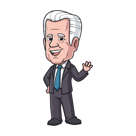 Cartoon joe biden waving. PNG - JPG and vector EPS (infinitely scalable).