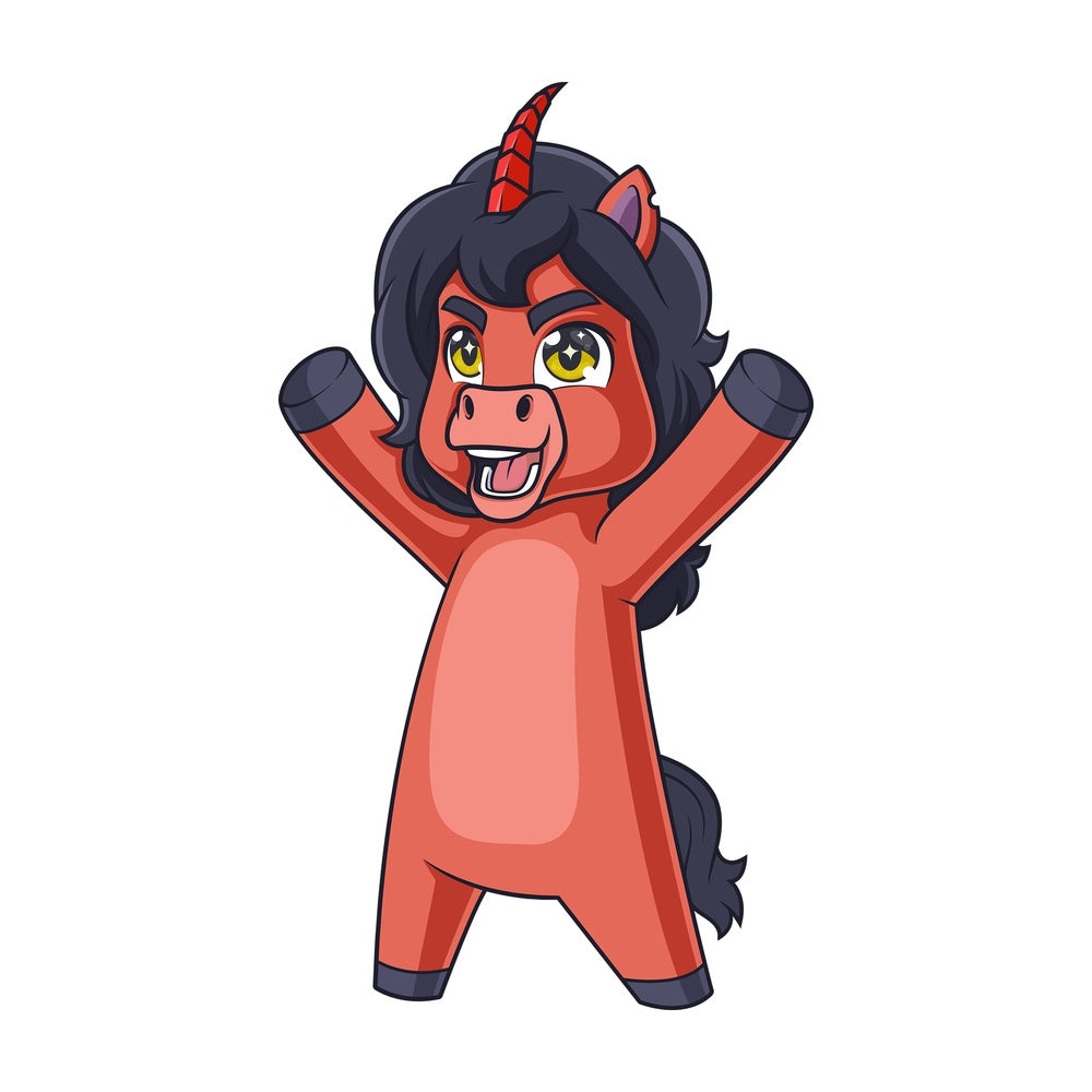 Red devilish unicorn. PNG - JPG and vector EPS (infinitely scalable).
