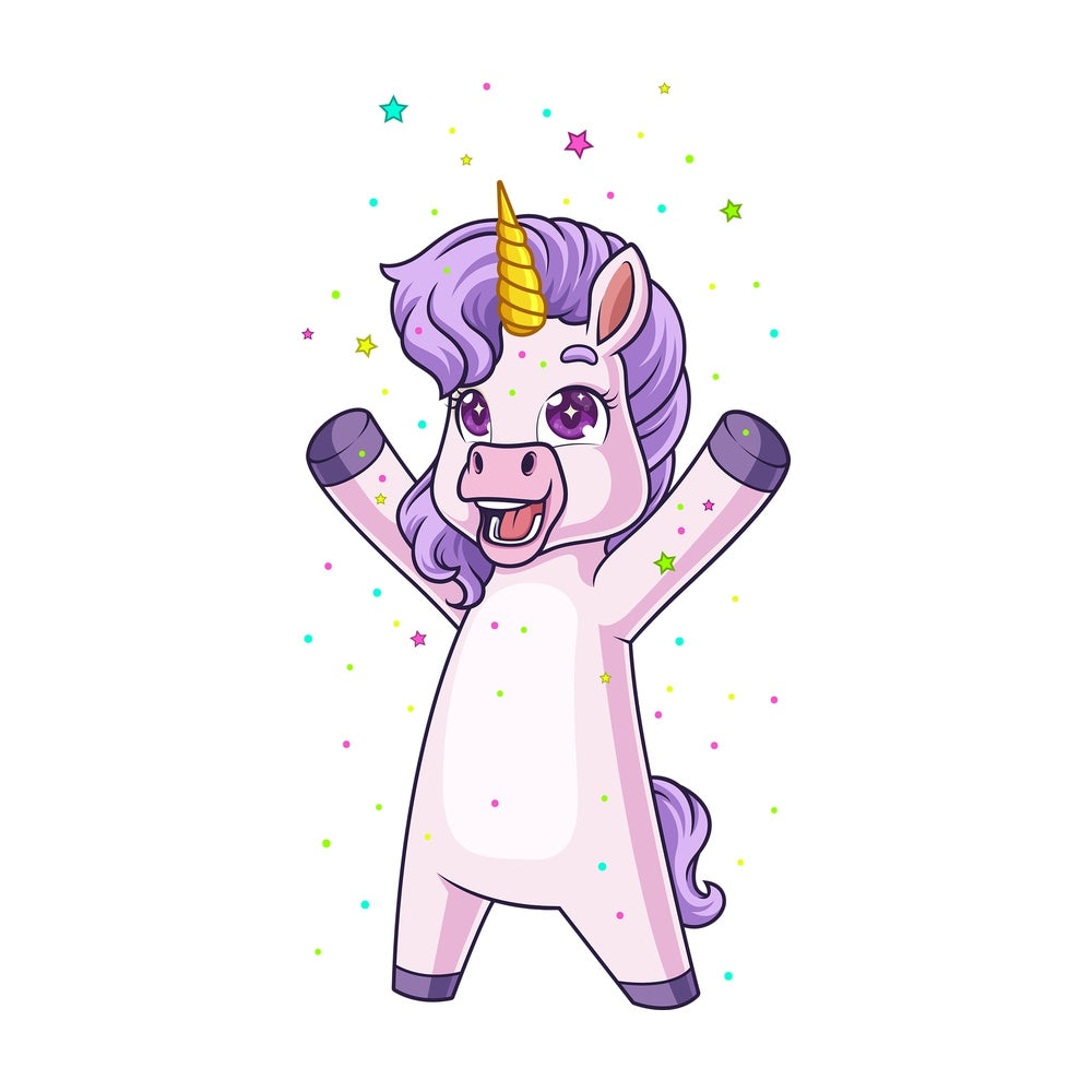Cartoon unicorn in stardust. PNG - JPG and vector EPS (infinitely scalable).