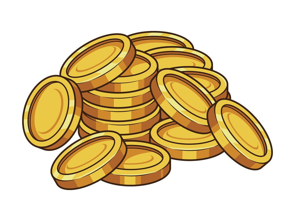 Cartoon gold coins. PNG - JPG and vector EPS file formats (infinitely scalable). Image isolated on transparent background.