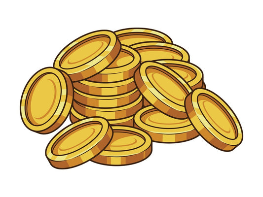 Cartoon gold coins. PNG - JPG and vector EPS file formats (infinitely scalable). Image isolated on transparent background.