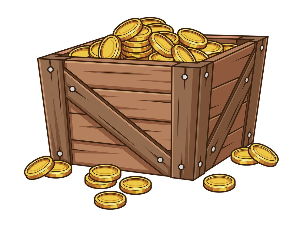 Cartoon treasure box. PNG - JPG and vector EPS file formats (infinitely scalable). Image isolated on transparent background.