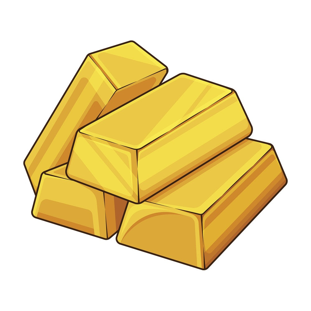 Cartoon gold bars. PNG - JPG and vector EPS file formats (infinitely scalable). Image isolated on transparent background.