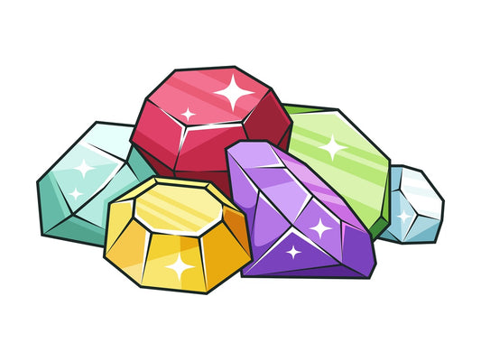 Cartoon colorful gems and rubies. PNG - JPG and vector EPS file formats (infinitely scalable). Image isolated on transparent background.