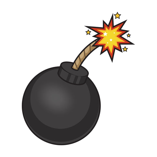 Cartoon black bomb with lit fuse. PNG - JPG and vector EPS file formats (infinitely scalable). Image isolated on transparent background.