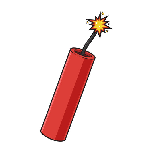 Cartoon dynamite stick with lit fuse. PNG - JPG and vector EPS file formats (infinitely scalable). Image isolated on transparent background.